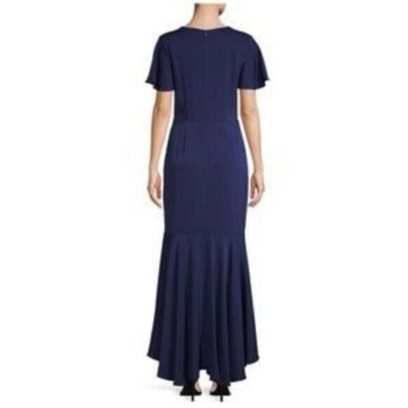 Anthropologie Dress 8 Blue‎ V Neck Maxi Long Gown Evening Navy Shoshanna $660 - Picture 3 of 7